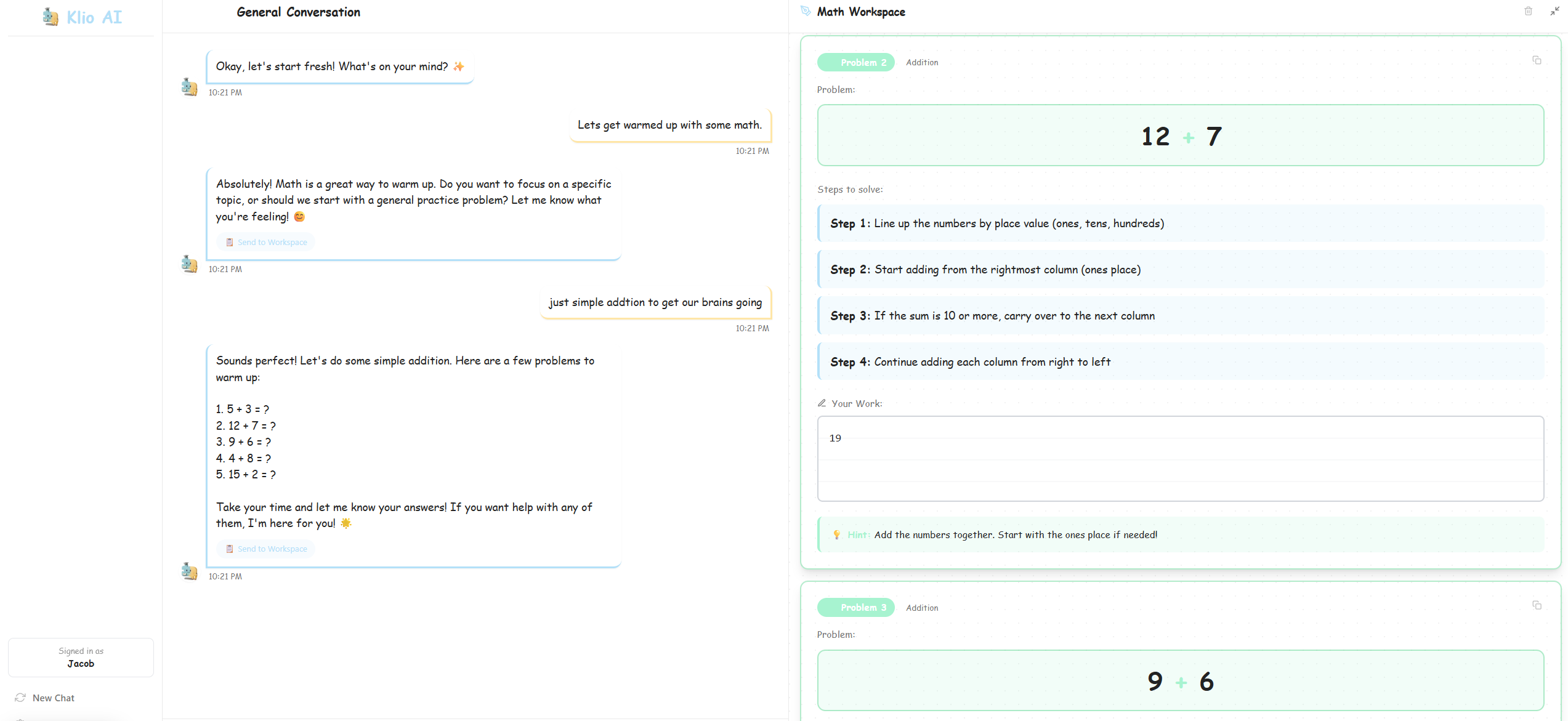 Klio AI Dashboard Screenshot