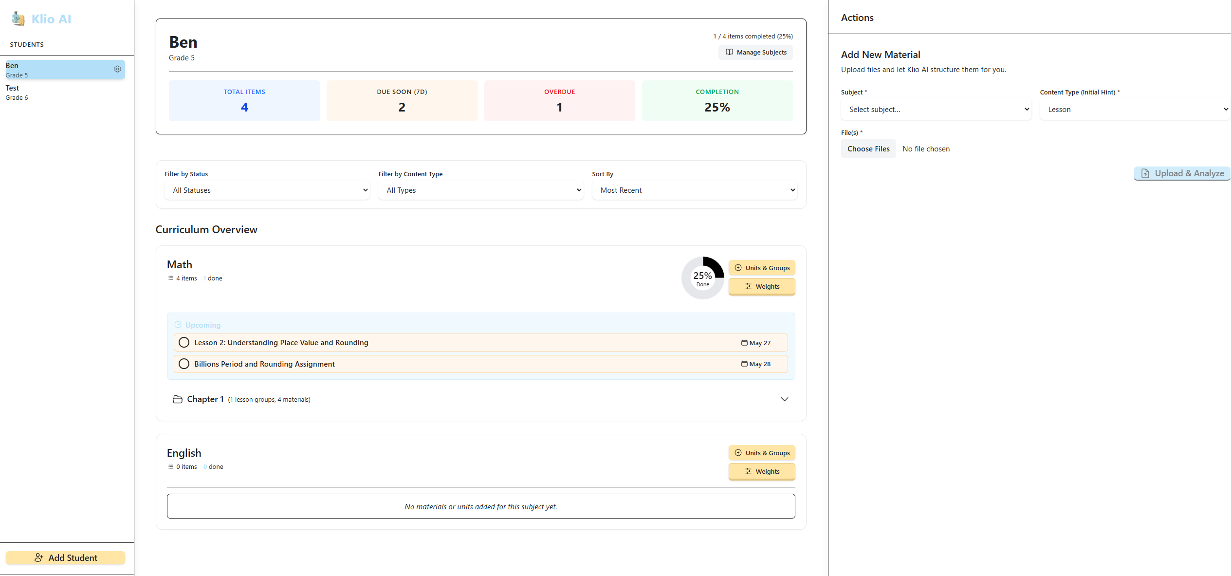 Klio AI Tutor Screenshot